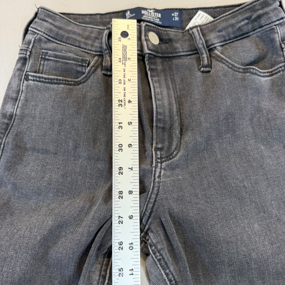 Hollister High Rise Flare Jeans Washed Black 5R 27x31 Y2K 90s Grunge Indie Boho - Picture 6 of 8